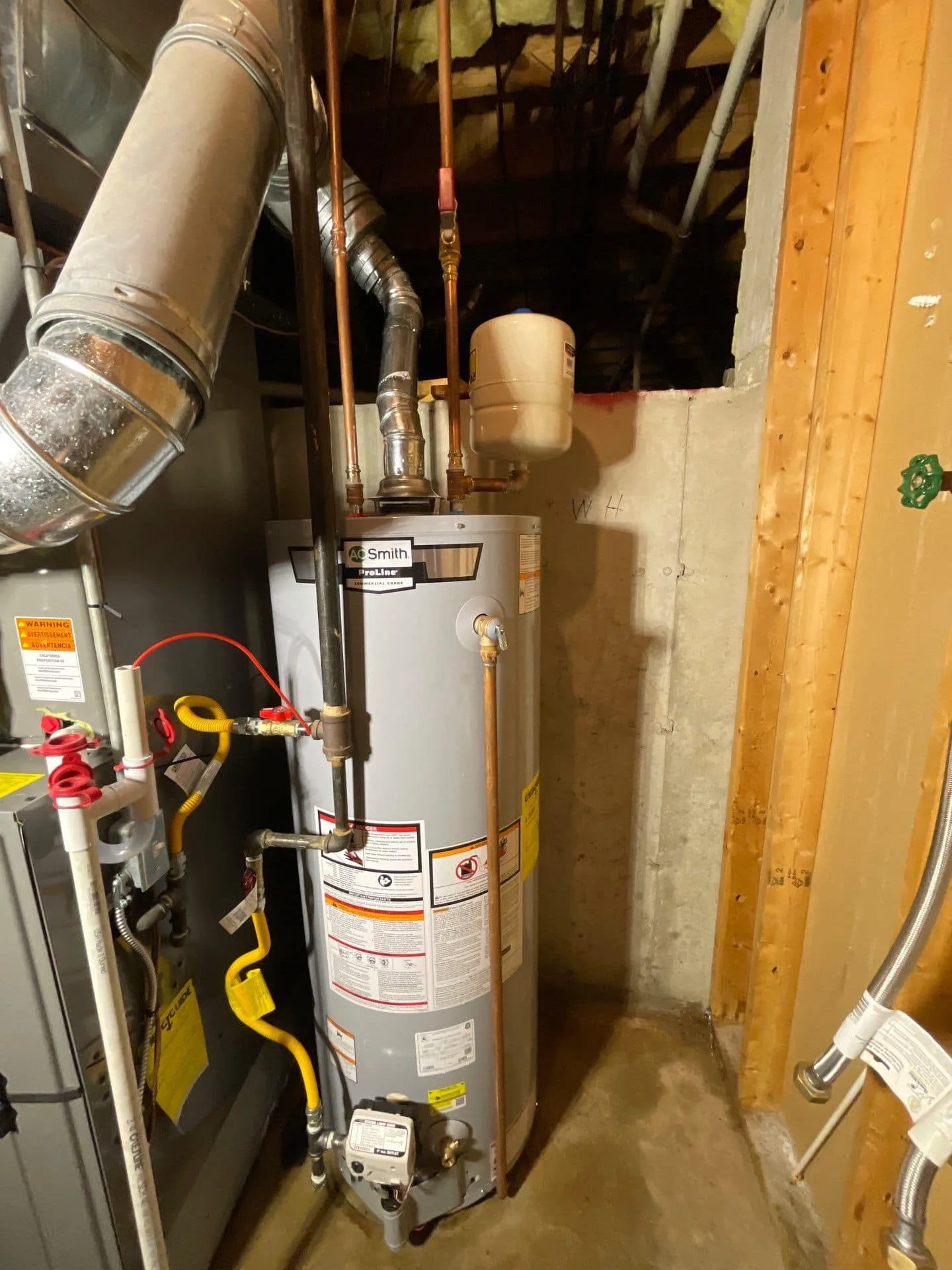 AO Smith tank water heater serviced in a Plainfield, IN basement