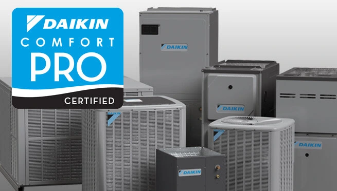 Daikin Comfort Pro certified equipment lineup installed by Polley's Perfect Seasons in Plainfield, IN