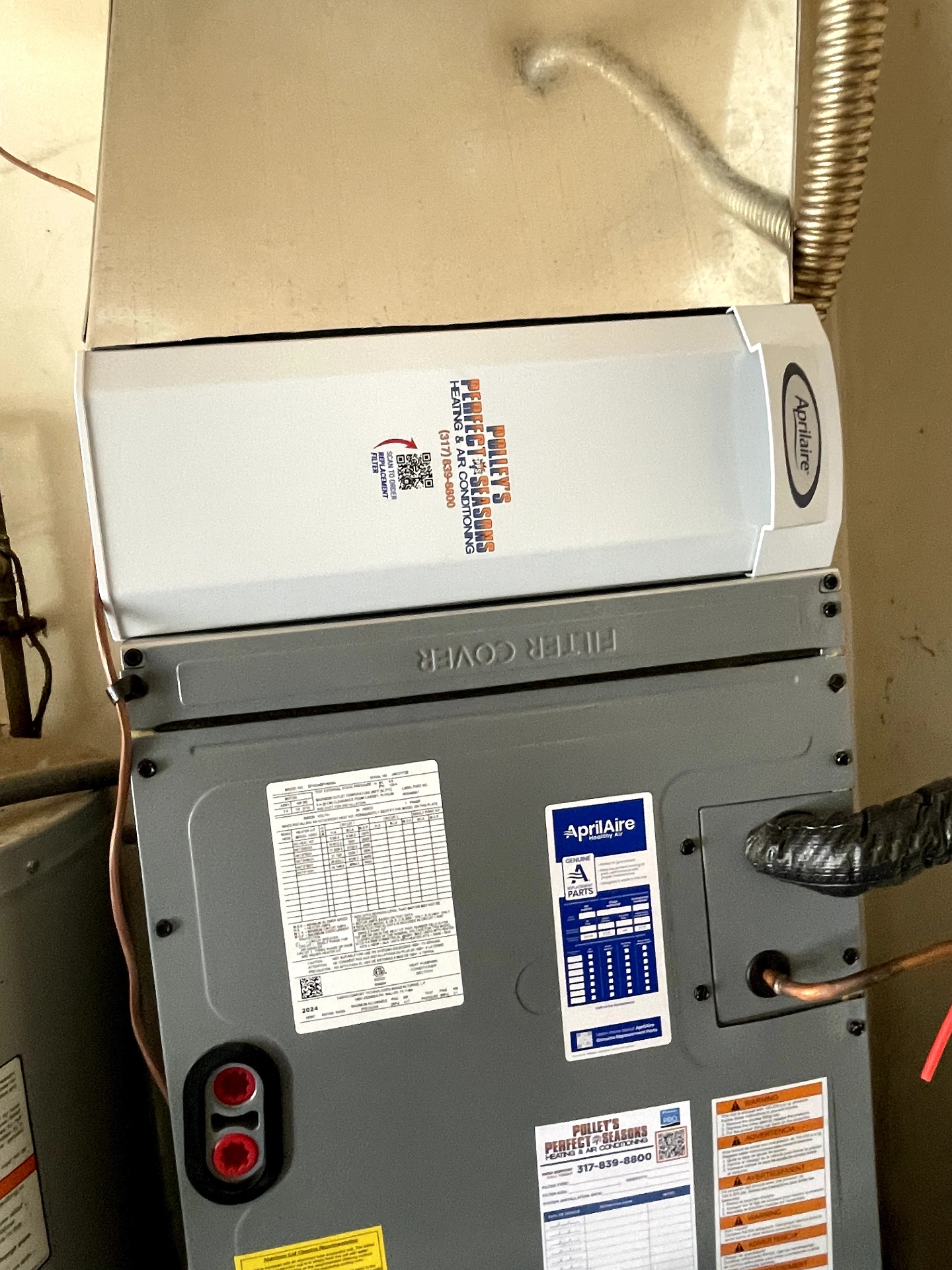 Whole-home dehumidifier paired with media filter cabinet in Plainfield, IN