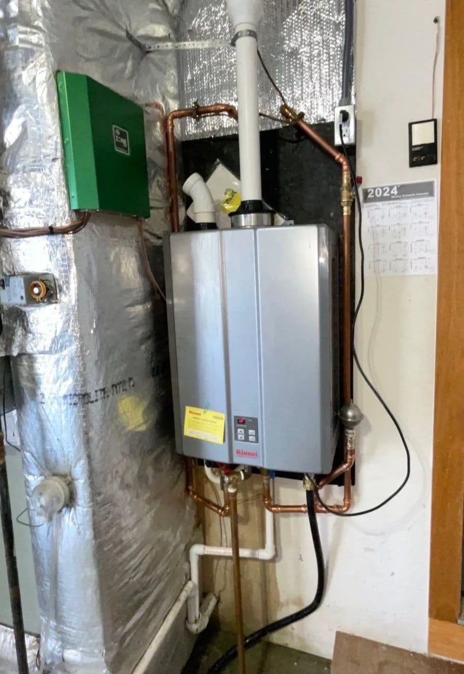 Rinnai tankless water heater installed by Polley's Perfect Seasons in Plainfield, IN