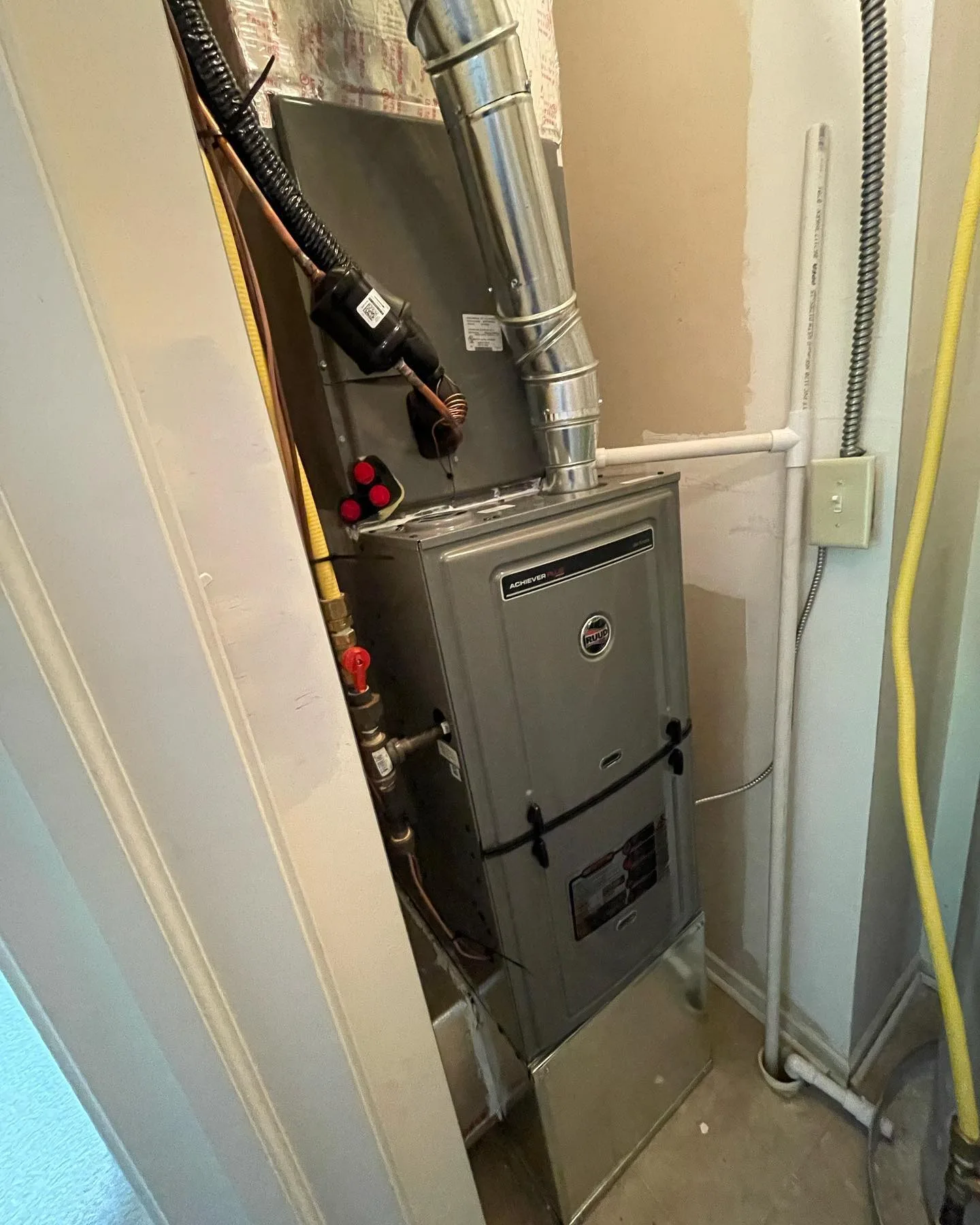 Ruud Achiever furnace inspection during a Clayton, IN maintenance call
