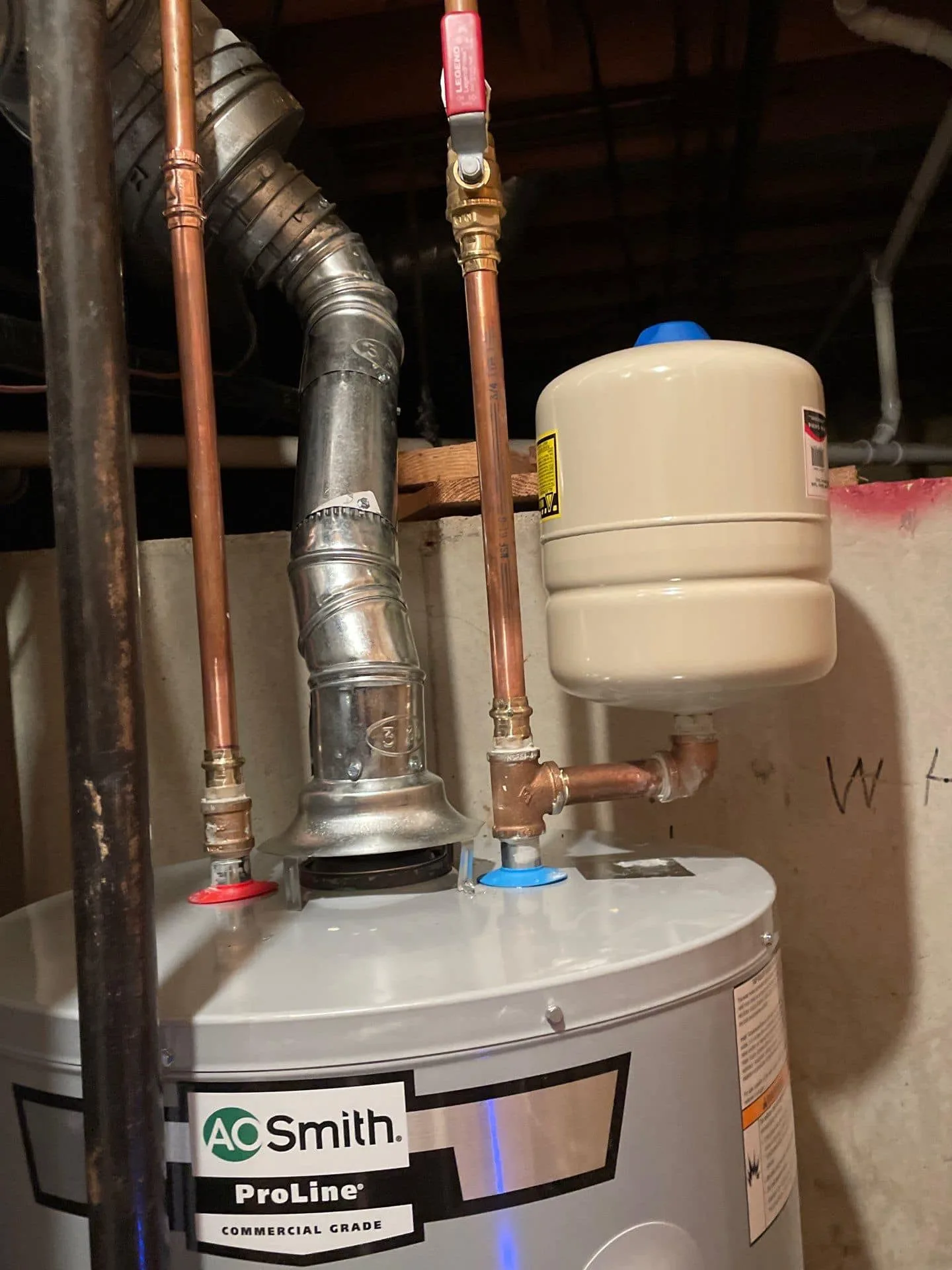 AO Smith ProLine water heater with new expansion tank repaired in Plainfield, IN